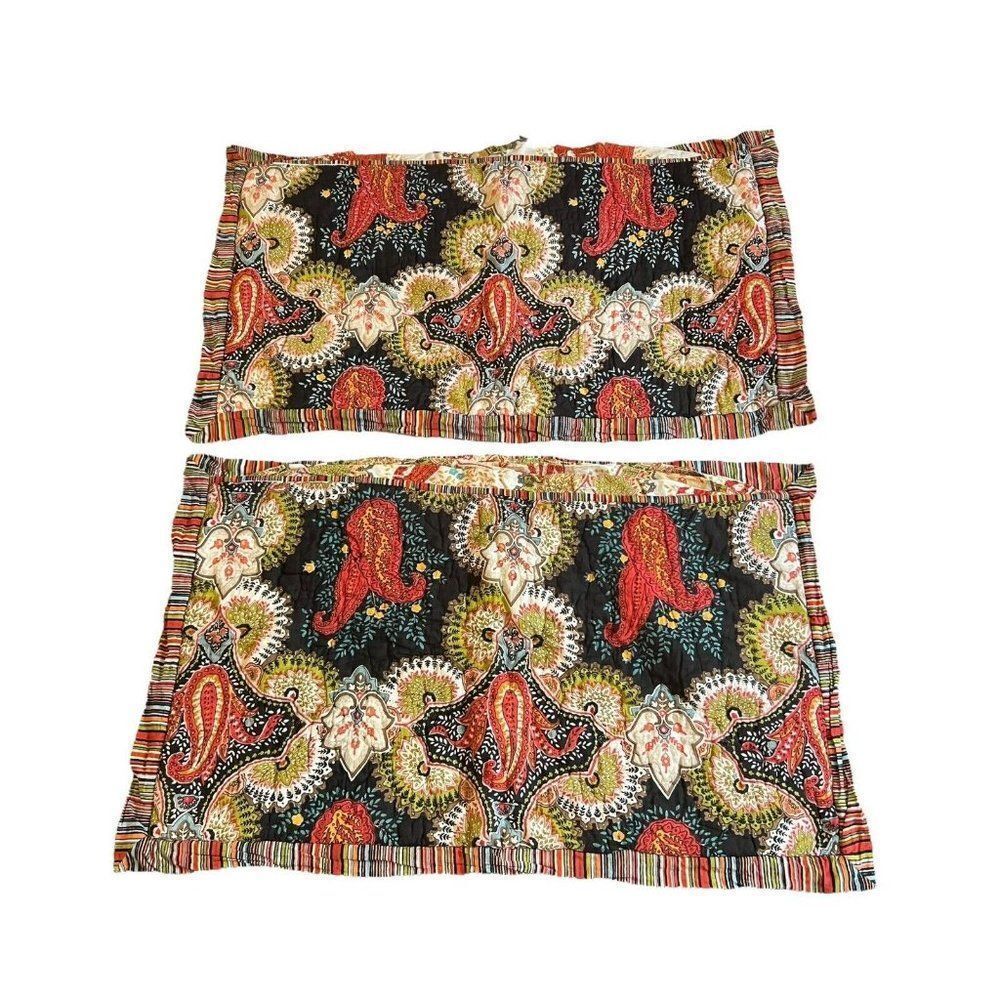 Pottery Barn Florentine Paisley King Shams Button Close Set Of 2 Lot 20x36”